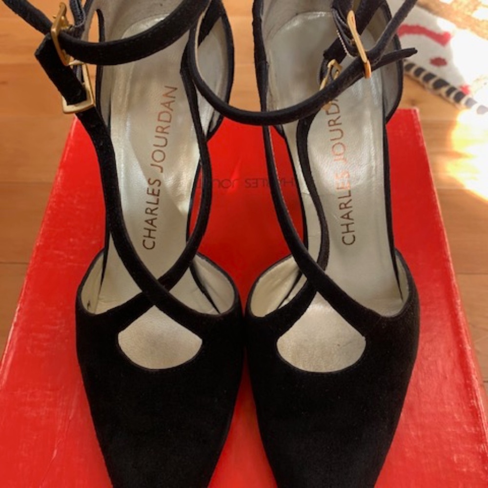 Charles Jordan black suede dress shoes